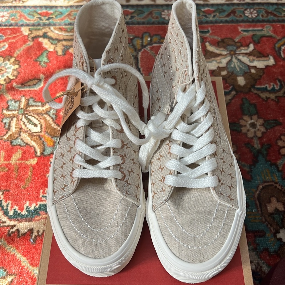 NEW VANS SK8-HI TAPERED ECO THEORY CHECKERBOARD BEIGE 6.5 W